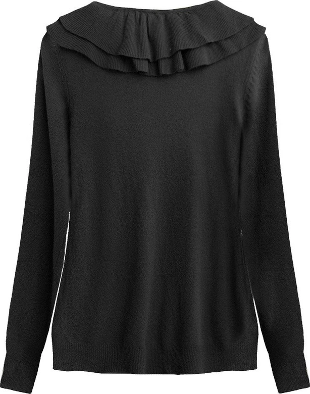 SWETER Z MATERIAŁOWYMI OZDOBAMI CZARNY (X1539X)