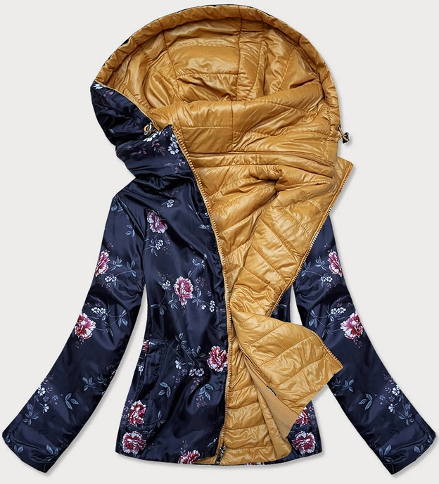 Pikowana kurtka dwustronna damska żółta (rqw-6844)