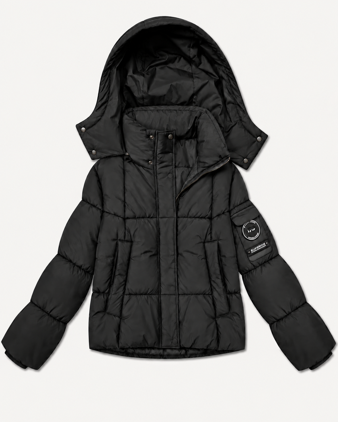 Damska kurtka puffer czarna (B6061-1)