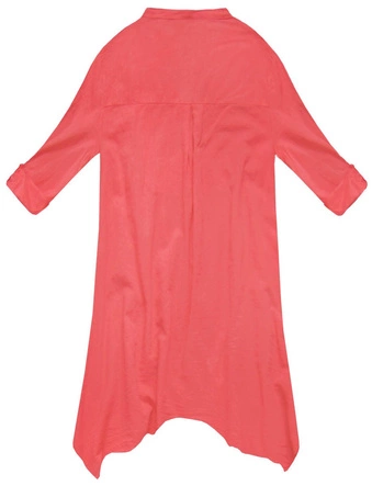 TRAPEZOWA KOSZULA Z GIPIURĄ KORALOWA (ART25)