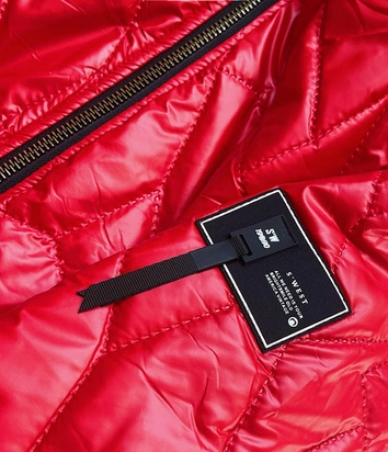 Kurtka damska z ozdobnym pikowaniem czerwona (b8092-4)