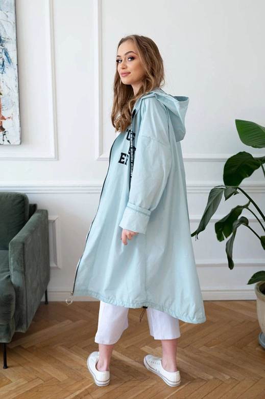 DŁUGA KURTKA WIATRÓWKA JASNY BEŻ (671ART)