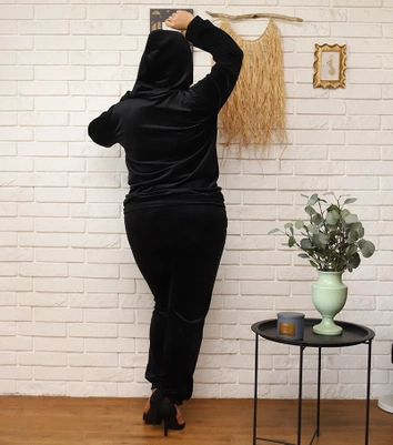 Dres damski z rozpinaną bluzą plus size czarny (8216)