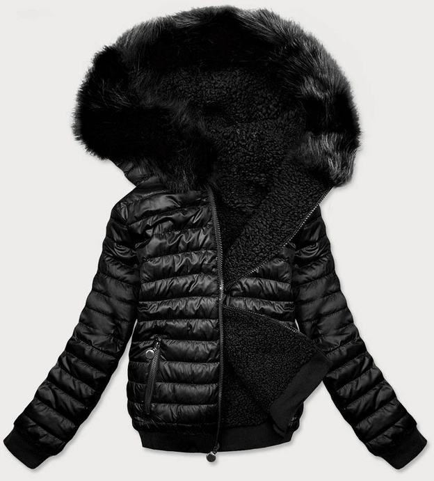 DWUSTRONNA KRÓTKA KURTKA DAMSKA ZIMOWA CZARNA (H1032-01)