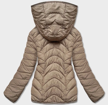 Krótka dwustronna kurtka damska zimowa beżowa (2M-21507)