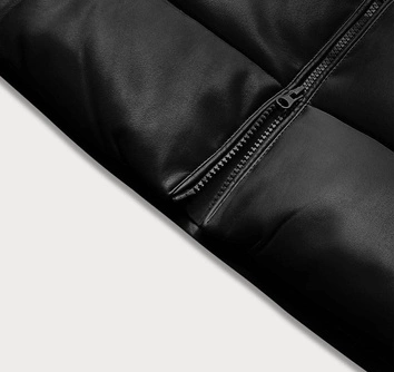 Ciepła kamizelka damska z ekoskóry czarna (d-3231-1)