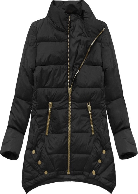 PIKOWANA KURTKA Z PUCHEM NATURALNYM CZARNA (1412)