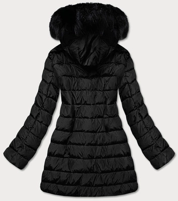 DAMSKA KURTKA Z SUWAKAMI CZARNA (8975-A)