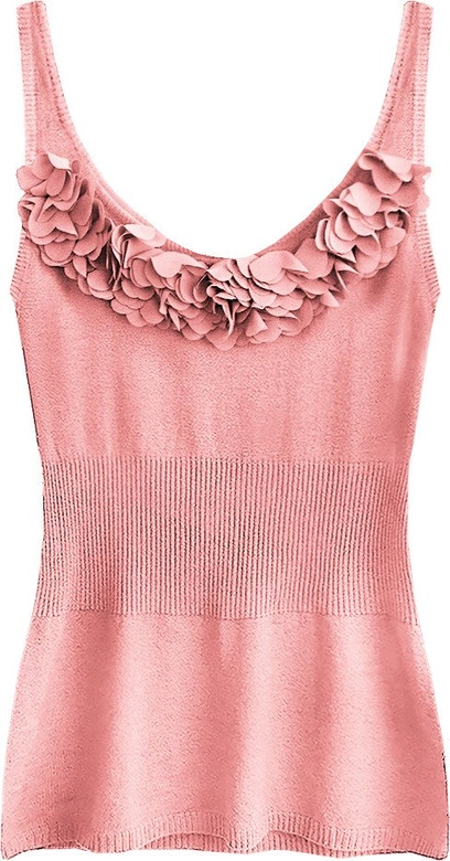 SWETERKOWA BLUZKA NA RAMIĄCZKACH RÓŻOWA (1513)