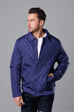 Pikowana kurtka męska z kołnierzem granatowa (58M13081-215)