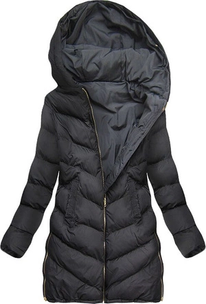 DWUSTRONNA PARKA Z KAPTUREM GRAFITOWO-CZARNA (MODEL16)