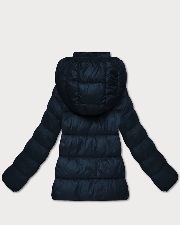 Pikowana zimowa kurtka damska do bioder granatowa (T3-2656#-99)