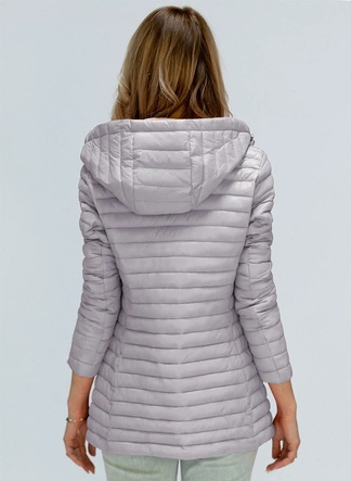 PIKOWANA KURTKA Z KAPTUREM SZARA (7218)