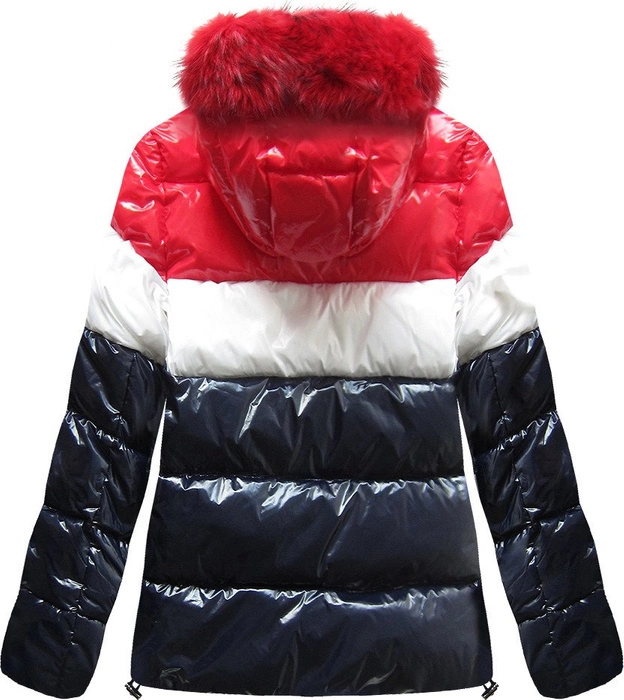 KRÓTKA LAKIEROWANA KURTKA DAMSKA GRANATOWA (7691)