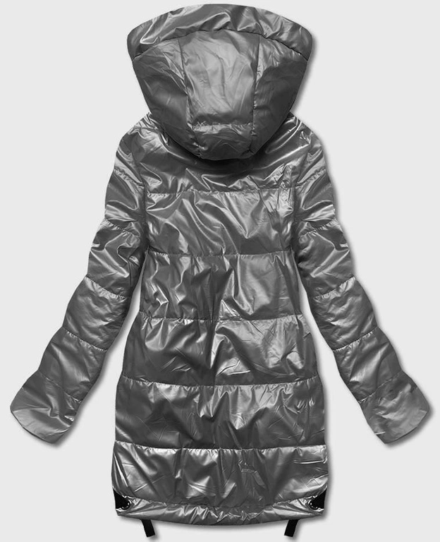 Damska kurtka z odpinanym kapturem szara (B8086-70)