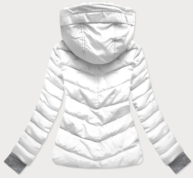 KRÓTKA KURTKA ZIMOWA DAMSKA Z KAPTUREM BIAŁA (717ART)