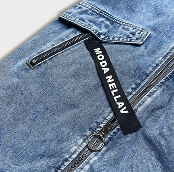 Luźna damska jeansowa kurtka/narzutka niebieska (pop7030-k)