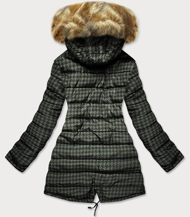 Dwustronna damska kurtka zimowa khaki (w557big)