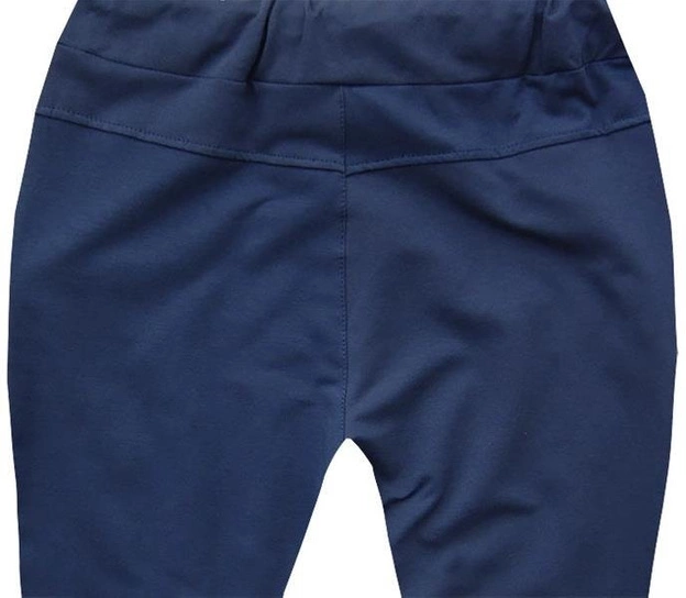 BAWEŁNIANE SPODNIE Z ZAMKIEM CIEMNONIEBIESKIE (66023)