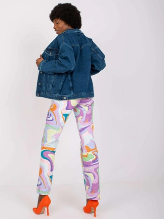 Luźna kurtka damska jeansowa ciemnoniebieska (CKT-02)