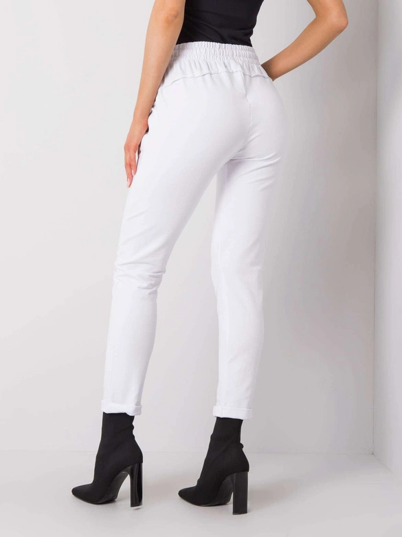 Spodnie damskie dzianinowe typu chino białe (3589.07X)