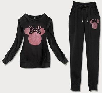 BAWEŁNIANY DRES DAMSKI Z NADRUKIEM MICKEY CZARNY (662ART)