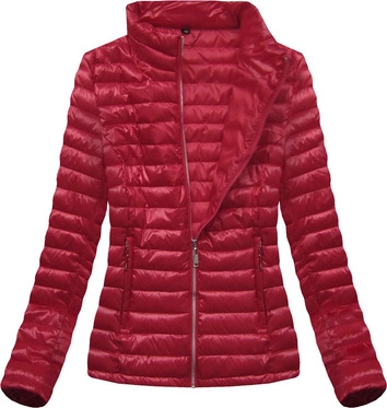 BŁYSZCZĄCA KURTKA ZE STÓJKĄ CZERWONA (B2677)