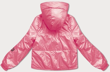 Krótka kurtka damska z kapturem różowa (B8216-83)