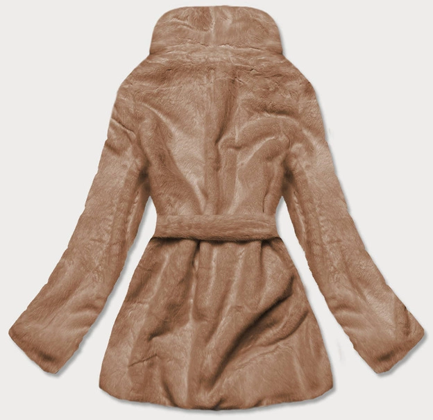 Damska kurtka futro z kołnierzem brązowa (gsq2166)