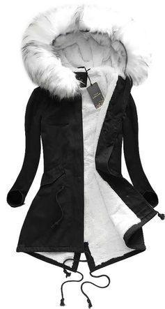 BAWEŁNIANA PARKA ZIMOWA CZARNO-BIAŁA (7609)