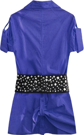 BAWEŁNIANA KOSZULA Z PASKIEM CHABROWA (X1035X)