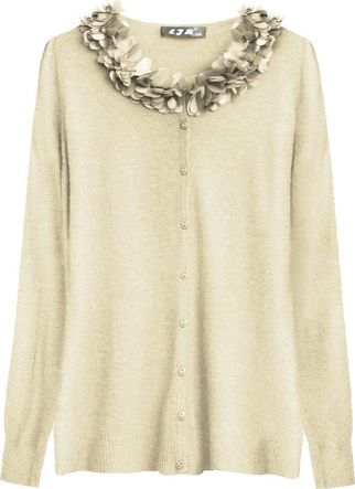 SWETEREK ZE ZDOBIENIAMI BEŻOWY (X1583X)