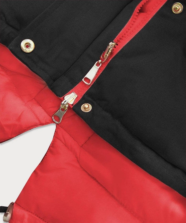 DWUSTRONNA PARKA CZARNA-CZERWONA (B507)