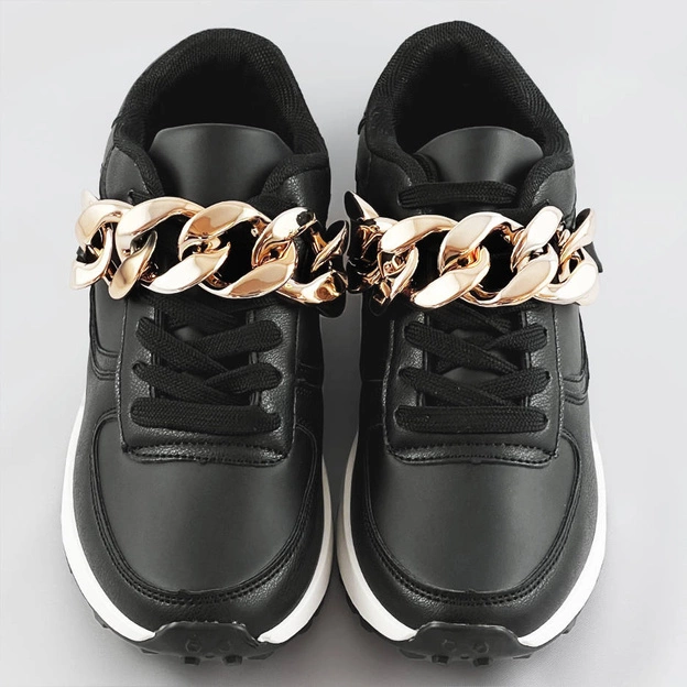 SNEAKERSY Z ŁAŃCUCHEM CZARNE (6368)