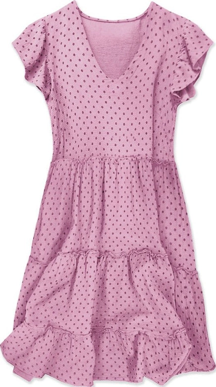 LETNIA SUKIENKA W GROCHY LILAC (584ART)