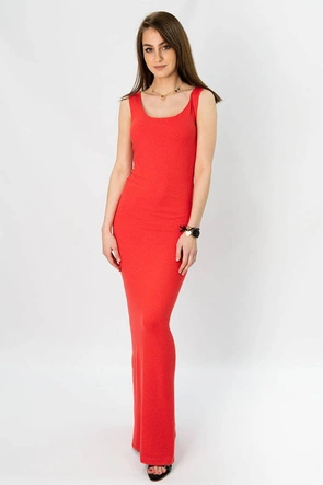 SUKIENKA MAXI Z PASKIEM CZERWONA (1548)