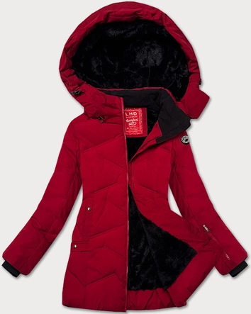 Zimowa kurtka damska z odpinanym kapturem  LHD bordowa (LHD-24577)