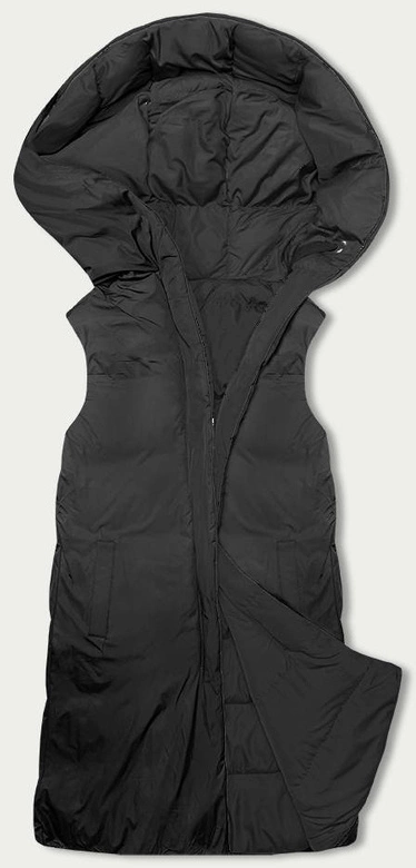 Dwustronny długi bezrękawnik damski czarny (V723)