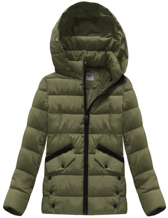 PIKOWANA KURTKA Z KAPTUREM KHAKI (B3570)