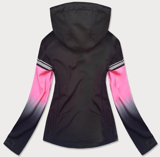 KURTKA DAMSKA SOFTSHELL OMBRE CZARNA/RÓŻ (KSW-6008)