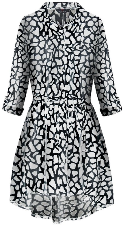 SUKIENKA KOSZULOWA W ZWIERZĘCY WZÓR CZARNO-BIAŁA (202ART)
