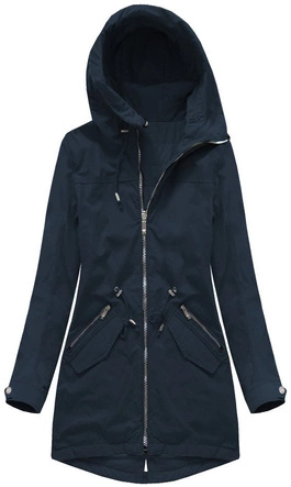 DWUSTRONNA KURTKA Z KAPTUREM GRANATOWA (W0230)