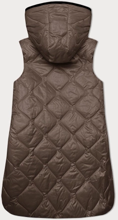 Kamizelka damska z ozdobnym pikowaniem ciemny beż (B8230-12)