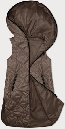 Kamizelka damska z ozdobnym pikowaniem ciemny beż (B8230-12)