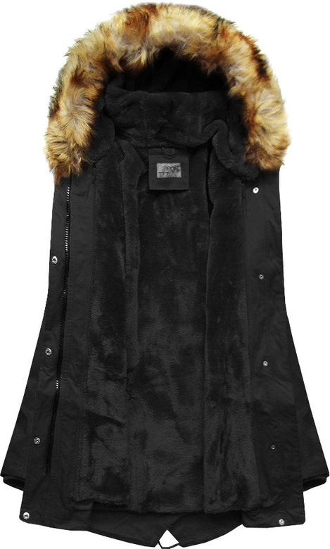PARKA Z PODPINKĄ CZARNA (B2635)