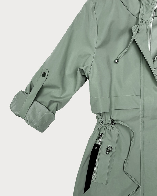 Lekka parka damska na podszewce Goodlookin szarozielona (KK60407-3#)