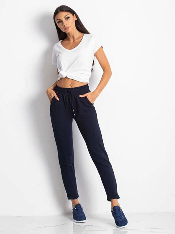 Spodnie damskie dzianinowe typu chino granatowe (3589.05X)