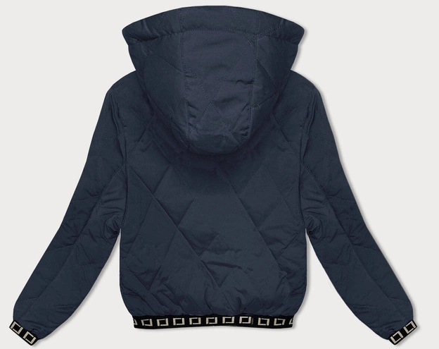 Pikowana kurtka z ozdobnymi ściągaczami granatowa (16M9086-215)