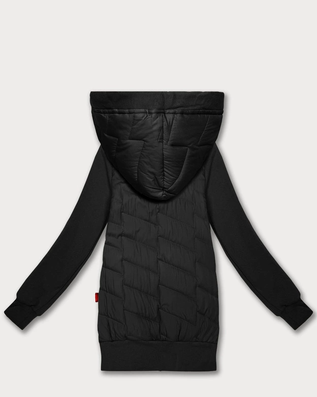 Damska bluza z kapturem z łączonych materiałów Goodlookin czarna (AMG-175)