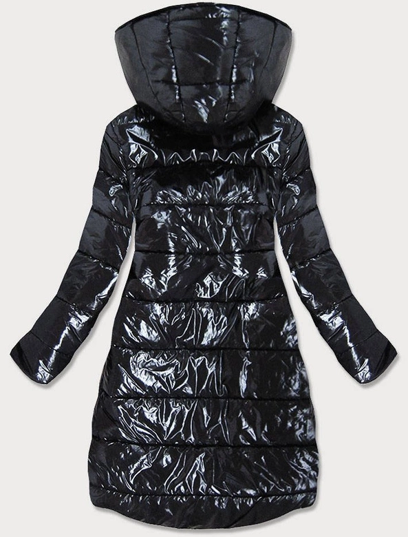 BŁYSZCZĄCA KURTKA ZIMOWA DAMSKA CZARNA (636ART)